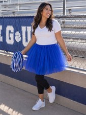 Women's Royal Blue Plus Size Adult Tutu Skirt, 3-Layer Basic Ballet Halloween Co