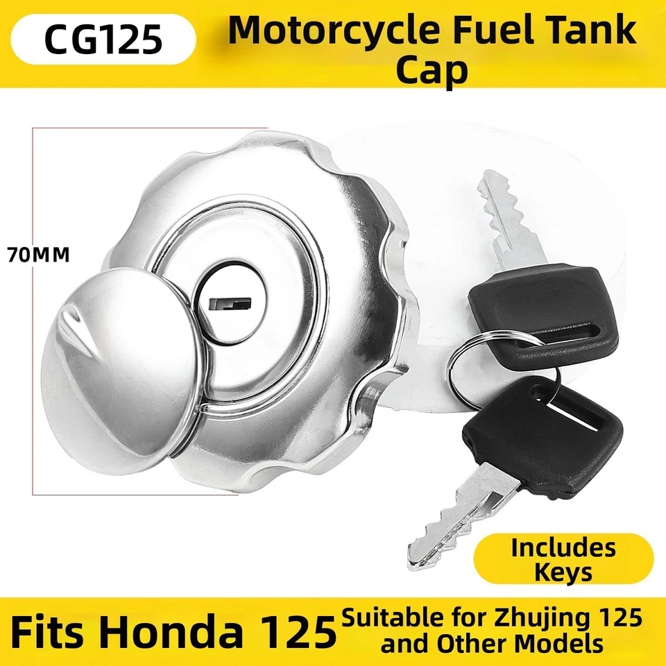 Strong Metal Fuel Tank Cap for For HONDA For CG125 XF125 ZJ125 with Secure Lock - Image 2 of 4