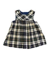 Vintage Christmas Navy Green White Plaid Jumper Wool Blend, Girls 4T