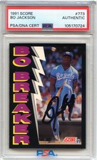 Bo Jackson Auto Autograph Bo Breaker 1991 Score #773 On Card MLB PSA Authentic