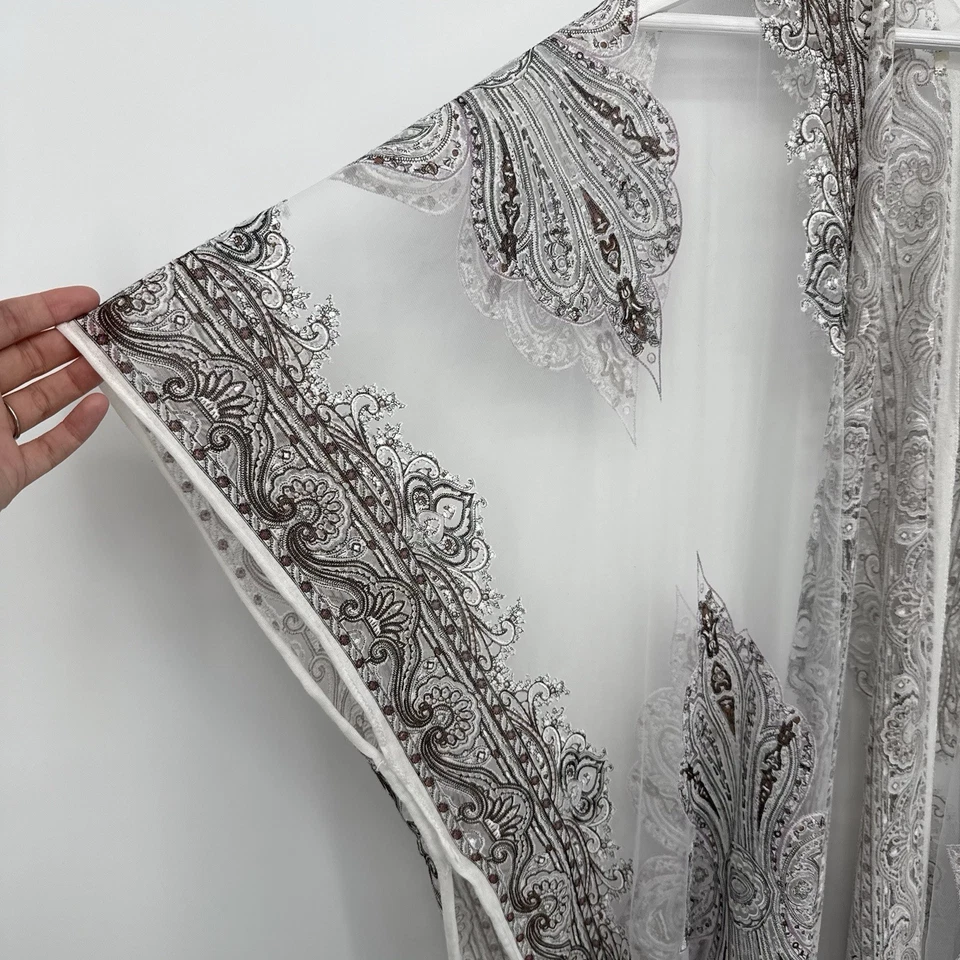 Origami By Vivien Blanco Multi Patrón Chal Superpuesto Flecos Transparentes Boho OSFM Foto 2 de 4