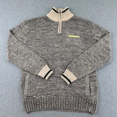 Oregon Ducks Bruzer Sweater 1/4 Zip Pullover XL Tight Cable Knit Grey Heather