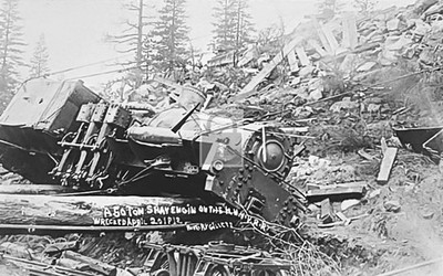 Railroad Train Wreck Shay Engine California CA - Reprint