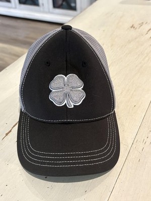 Black Clover Hat Cap Fitted Boys One Size Black Gray Mesh Clover Logo Live Lucky
