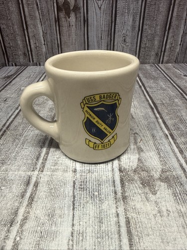 USS Badger FF 1071 Coffee Mug Honor Duty Valor Victor Armed Forces Navy Cup