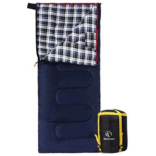 REDCAMP Cotton Sleeping Bag for Adult, Flannel Compact Sleeping Bag for Camping