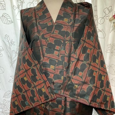 Retro Red & Black Kimono Lining, 66cm Sleeve, 154cm Length, Used