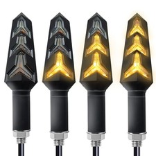 4PCS Universal Motorcycle Turn Signals LED 12V 3 Wire Flowing Indicator Lights