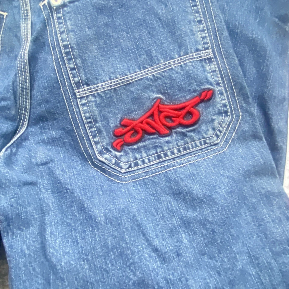 Vintage Jnco Crown Wide Leg Skater Jeans Side Stripe Size 14 Baggy 90s (28x26.5) - Image 4 of 4