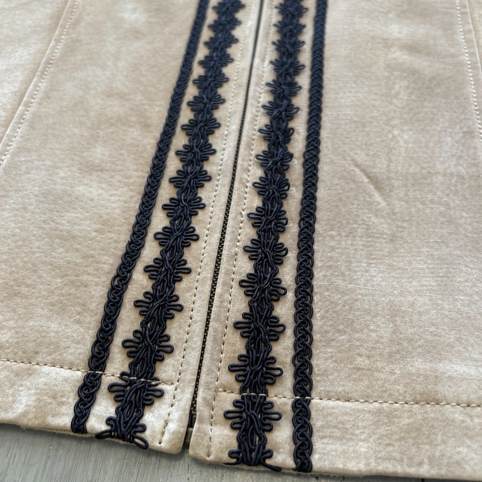 Chaleco Colección J H Bronceado Negro Bordado Gamuza Cremallera Completa 1X Western Boho Indie Foto 2 de 4