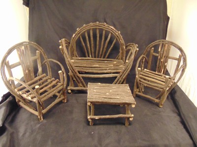 Bent Willow Furniture Pieces Hand Crafted Sofa 2 Chairs 1 Table