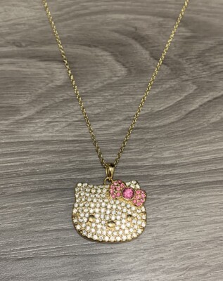 EUC VTG Gold Tone JCM Sanrio Hello Kitty Rhinestone Crystal