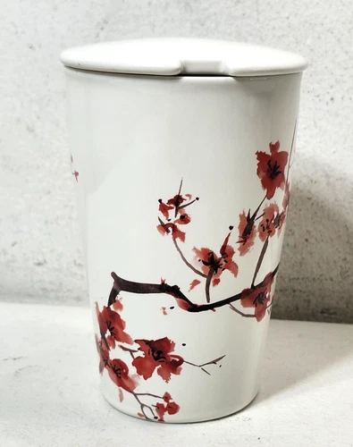 Tea Forté Cherry Blossom Kati Cup Double Wall Ceramic Tumbler Tea Brewing System