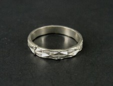 Ring Band with Diamond Shape Texture Design Sterling Silver RING Size 6