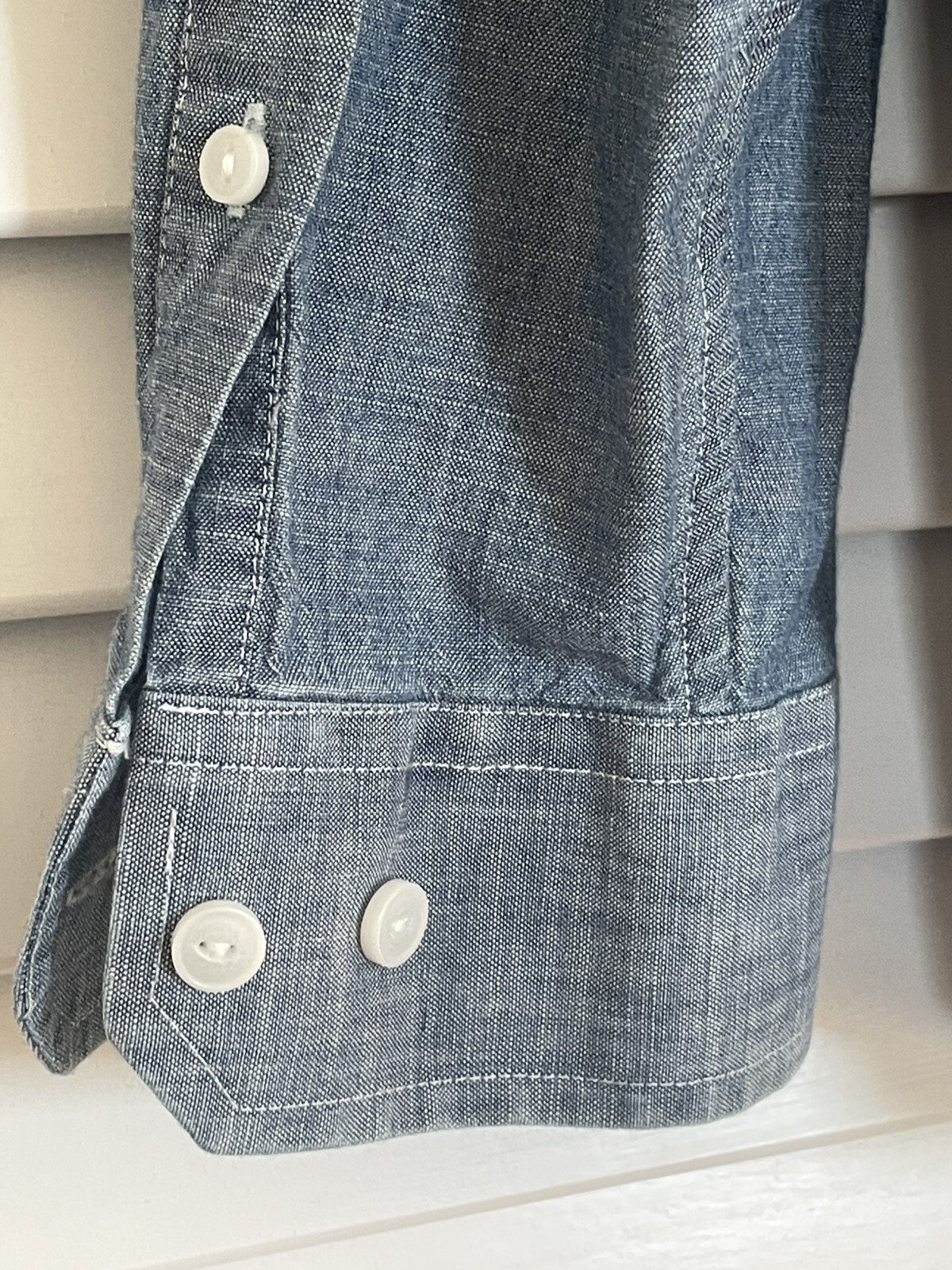 Vtg Chambray Work Shirt 100percent Cotton Blue LL Bean Deadstock Mens Sz Large image 4
