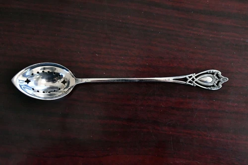 Monticello by Lunt Sterling 6 3/8" Pierced Bowl Long Handle Olive Spoon .54 oz.
