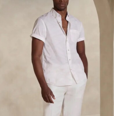 short sleeve dress shirts banana republic NWT BANANA REPUBLIC MEN SLIM SHORT SLEEVE COTTON SHIRTS | Size XL | $60