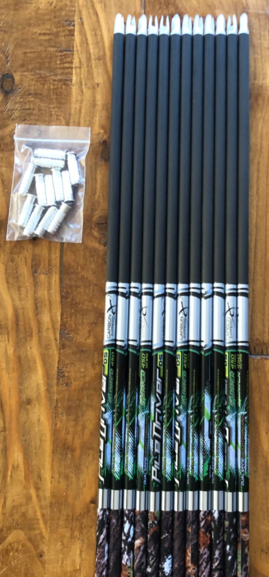 Tubes De Flèches Carbon Express Mayhem Hunter SDS 250 – 12 Pièces, Spine 418, Carbone