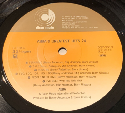 ABBA Greatest Hits 24 Audiophile Disco Mate Japan 2 LP DSP 3012-13