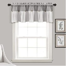 p1 Lush Decor One Linen Button Valance 18 x 84 x 2" Cotton Blend NEW
