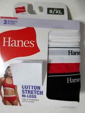 Hanes Originals 3-Pack HI-LEGS brief panties Cotton Stretch Women  8/XL  27.00