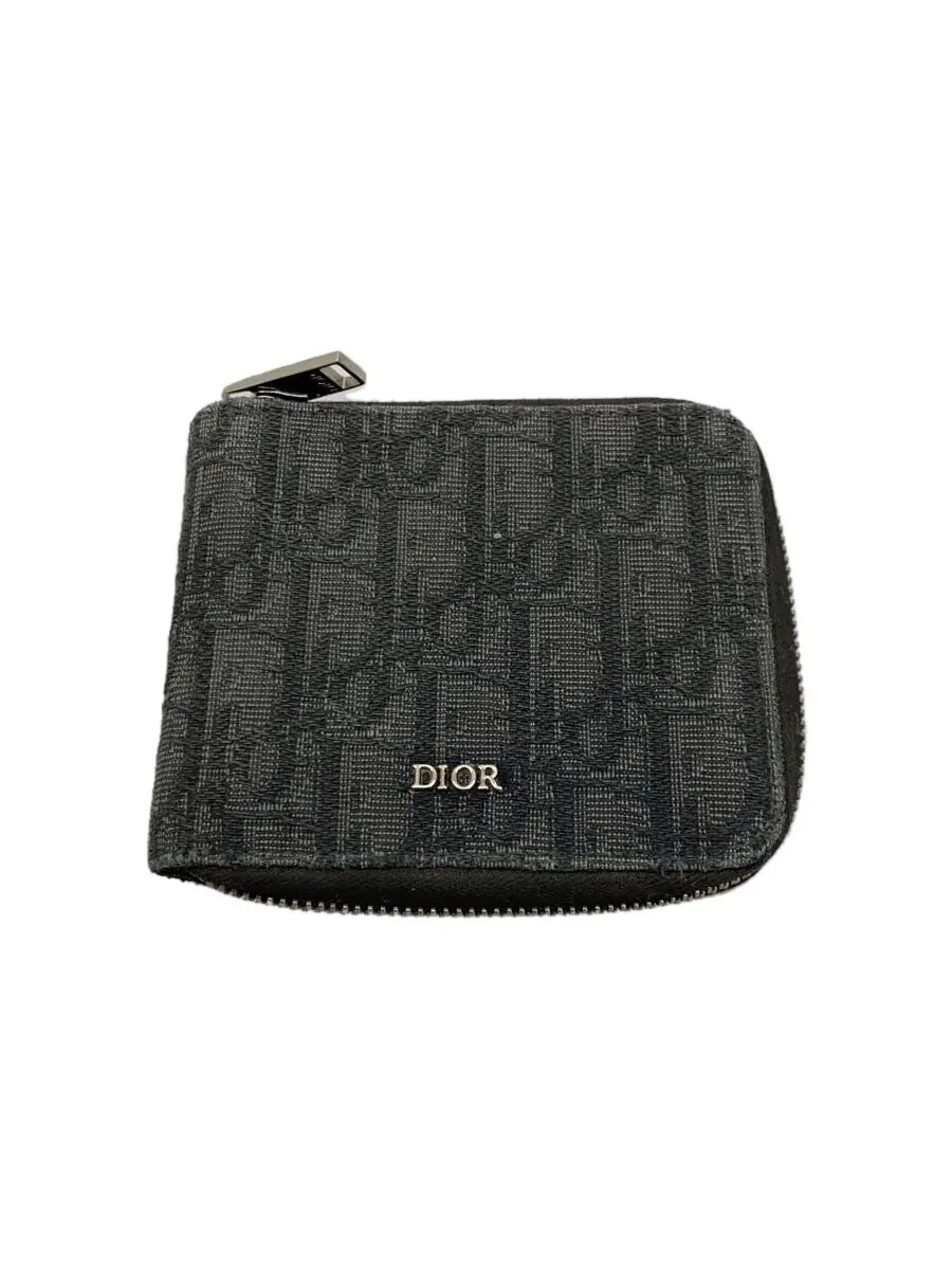Christian Dior Portefeuille Oblique Jacquard Rond Zip BLK Homme, Rayures & Taches