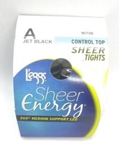 L'eggs Sheer Energy Control Top Jet Black Sheer Tights A Jet Black 95700