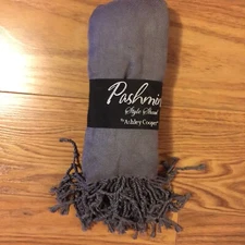 Pashmina Style Shawl Scarf NWT By Ashley Cooper Gray Fringed