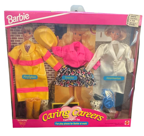 VTG Barbie CARING  CAREERS Fashions Teacher Veterinarian Firefighter Accessories