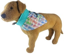 Dog Bandana/Scarf Tie On Reversible NEW Teal Multi Color Pineapples LARGE