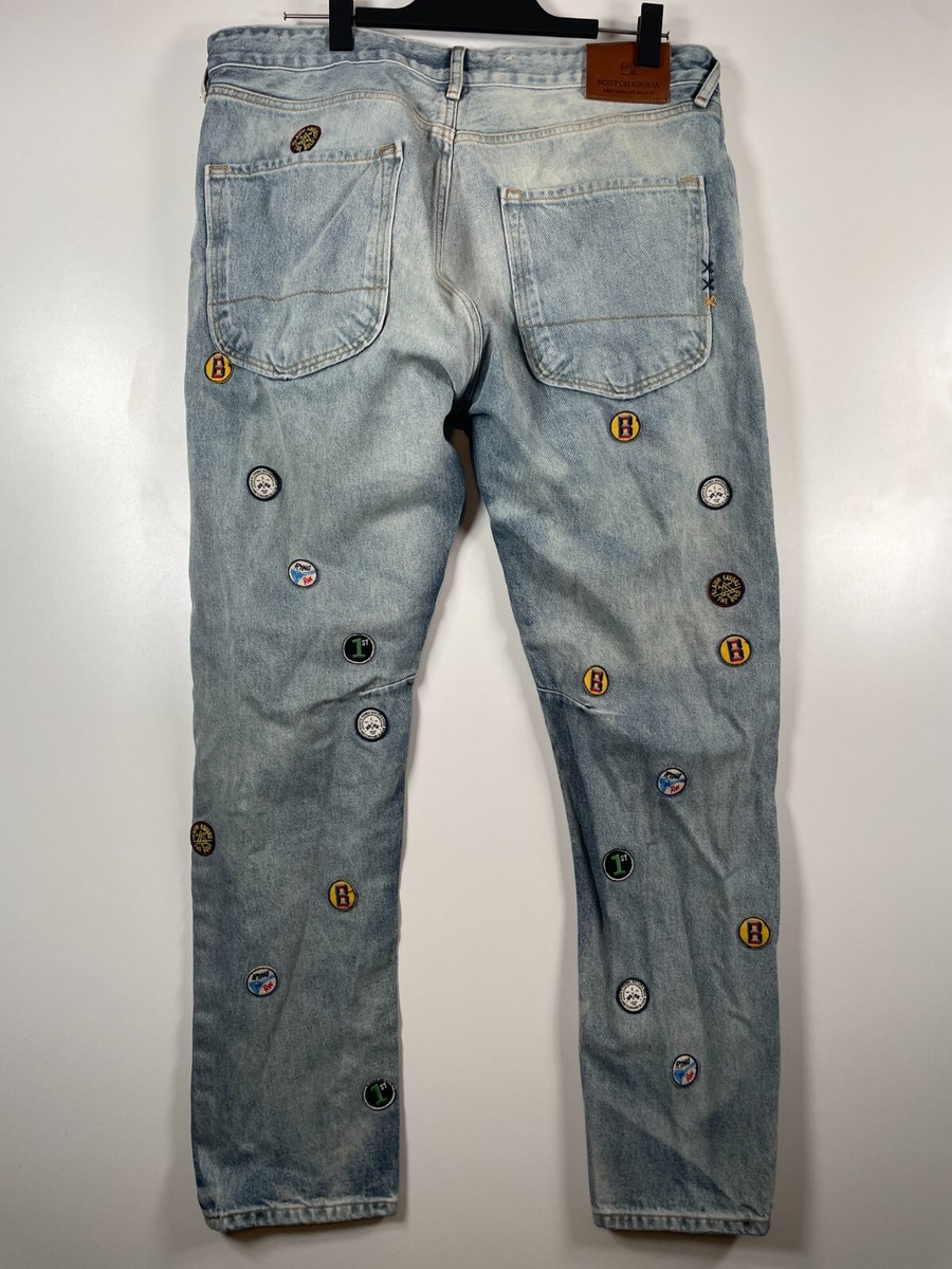 Scotch & Soda Mens Patchwork Dean Jeans Loose Tapered Leg
