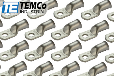 100 Lot 1/0 5/16'' Hole Ring Terminal Lug Tin Plated Copper Uninsulated AWG Gauge