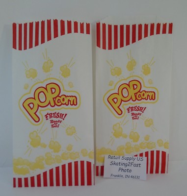 Popcorn Snack 1.5 oz Paper Bags Concession Machine supplies 5'' x 10'' Carnival