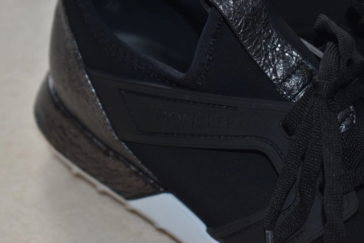 Moncler Emilien Black White Shiny Heel Trainers Low Top Sneakers Womens EU38 UK5
