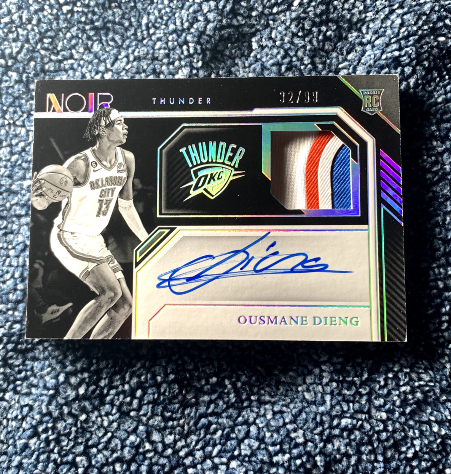 2022-23 Panini Noir #319 Ousmane Dieng Rookie Patch Auto Black White 15/99