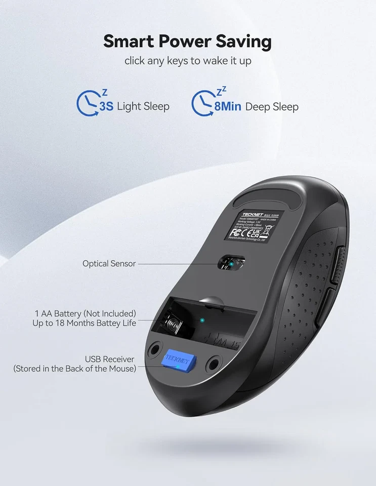 TeckNet Wired Classic Mouse USB Optical Scroll 2.4GHz For PC Laptop Computer - Image 3 of 4