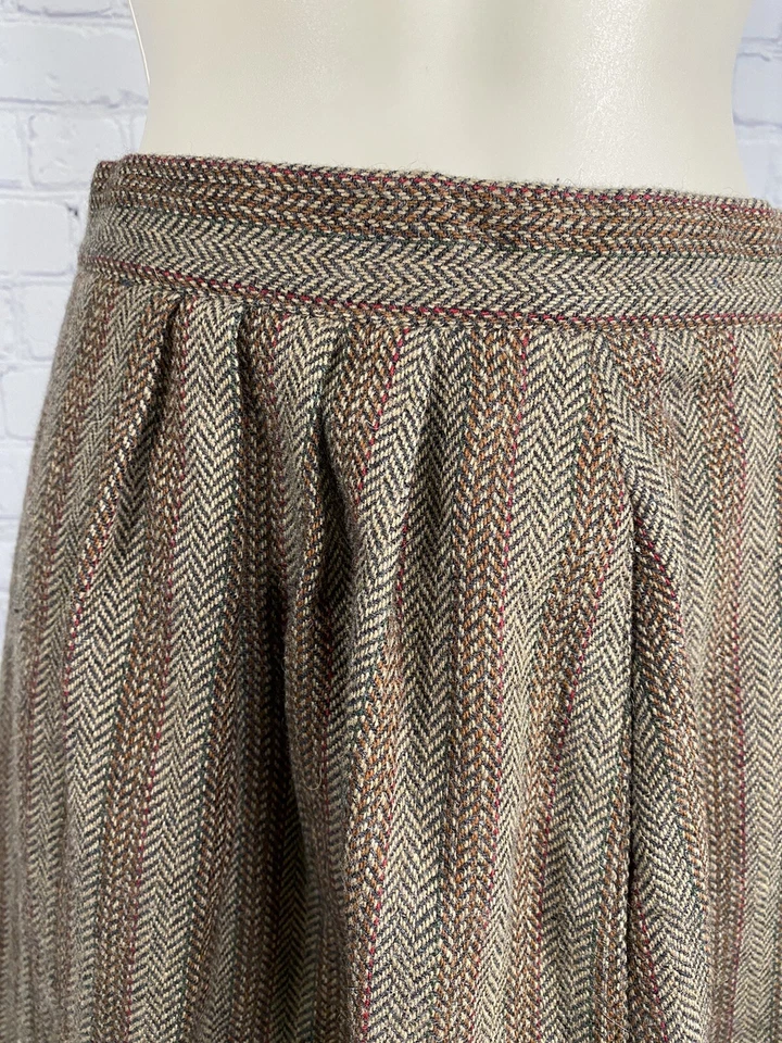 Falda recta midi de lana multicolor plisada espiga a cuadros vintage 0 EE. UU. Foto 4 de 4
