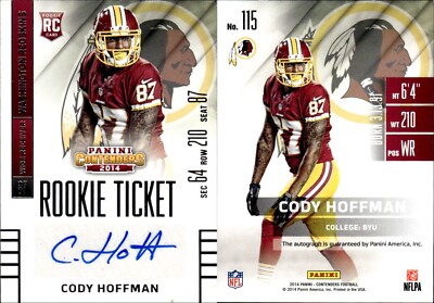 2014 Panini Contenders Rookie Ticket Auto Cody Hoffman #115 BYU/Washington