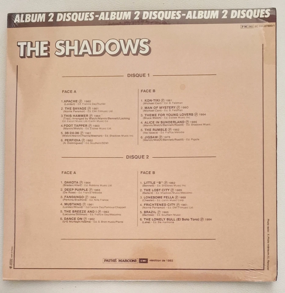 THE SHADOWS " THE SHADOWS " DOUBLE LP RECORD BRAND NEW/SEALED - Image 2 of 2
