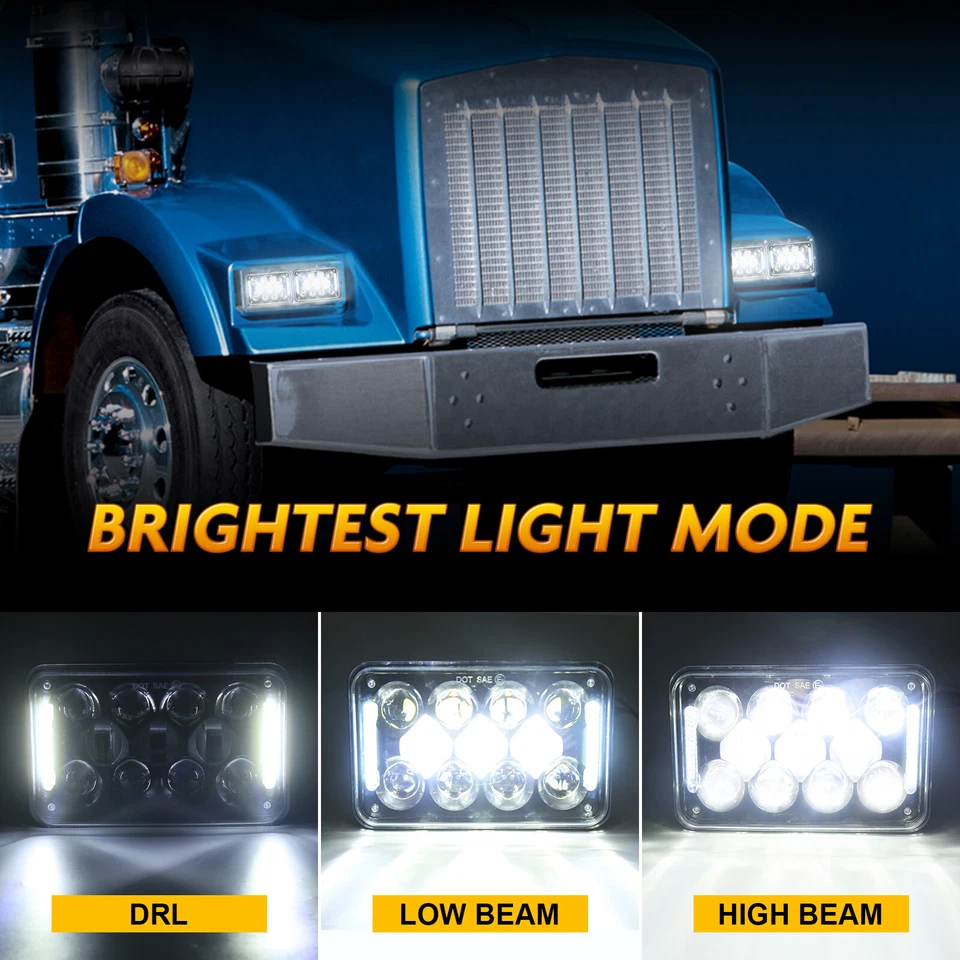 Faros LED 4x6"" halo sellados alto/bajo para Chevrolet R20 Suburban 1987-1988 4 piezas Foto 2 de 4