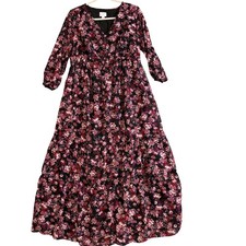 Isabel Maternity By Ingrid & Isabel Dress Womens Large Black Floral Maxi Chiffon
