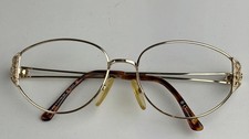 Vtg CHRISTIAN DIOR 57-17-135 Gold Frames Eyeglasses Austria Glasses Fancy