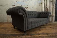 Design Wohnzimmer Chesterfield Sofa Couchen Sofas Dreisitzer Schwarz Couch Neu
