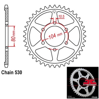 JT Sprockets Steel Rear Sprocket 530 Pitch 41 Tooth Kawasaki KZ 650E Ltd (1980)