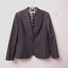 New TAHARI Arthur S Levine Taupe Cotton Blend Check Pockets Lined Jacket Size 12