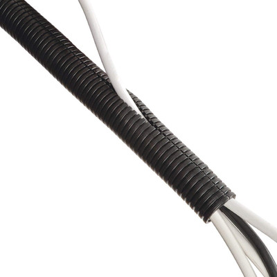 Black 43In Cable Sleeve, Flexible Wire Protector Tubing, Split Electrical Condui