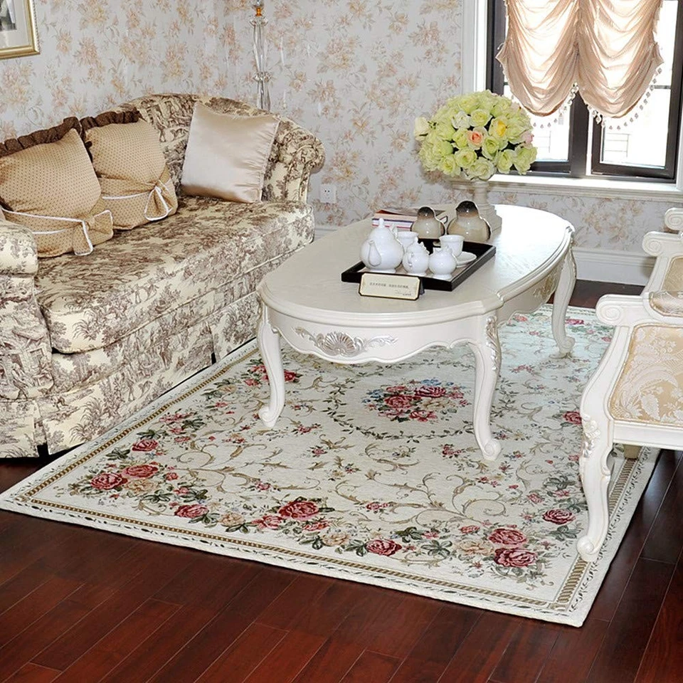 Rustic Shabby Rose Rug Luxury Vintage Elegant Traditional Rugs Accent Floral ... - Image 3 of 4