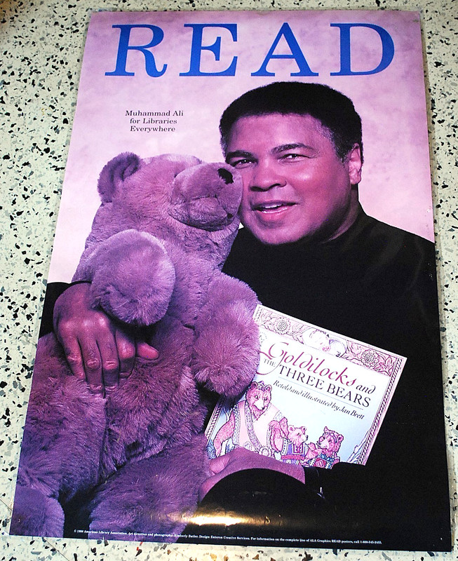 RARE Vtg 'READ' American Library Association MUHAMMAD ALI Poster 1998 Goldilocks