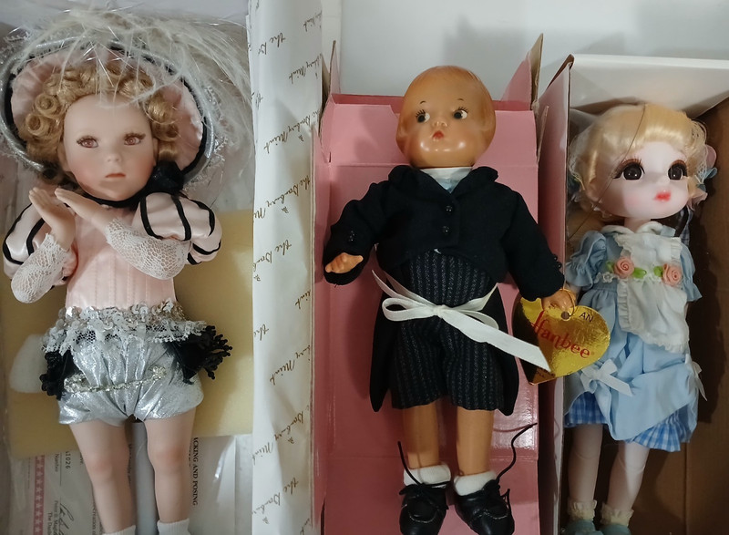 Lot 3 Dolls in Orig Box Porcelain Vinyl Plastic A/O Shirley, Patsy, Ball Jointed
