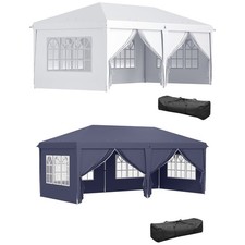 Outsunny Gazebo da Giardino Pieghevole con 6 Pareti 6x3 m